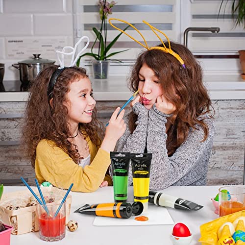 Acrylic Paint Set, Emooqi 12 Vivid Colors(2.54 Oz/75Ml) With 3 Brushes, Non Toxic, Non-Fading, Art Supplies For Canvas Painting, Ideal For Painters, Adults & Kids. #TOP7