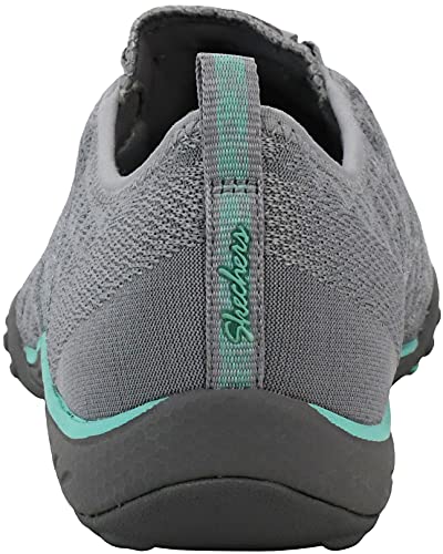 Skechers Skechers Women's Relaxed Fit Breathe Easy Fortune-Knit Slip-On Sneaker, Grey/Mint, 7.5