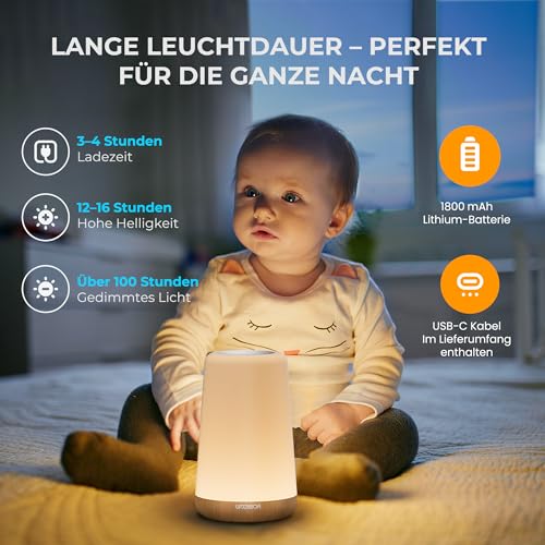 LED Nachttischlampe, Nachtlicht für Schlafzimmer & Kinderzimmer – Bild 5