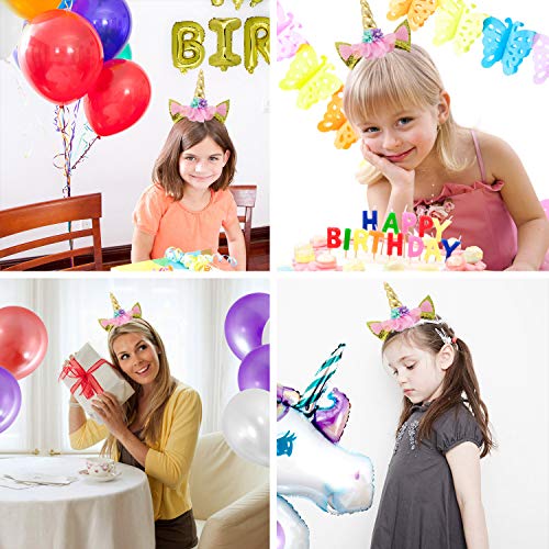 Vordas Eenhoorn haarband & verjaardag sjerp meisjes, eenhoorn party supplies set voor verjaardagen, rollenspellen… - Image 4