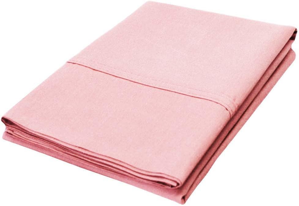 Superior Solid Percale 300 Thread Count Cotton Pillowcase Set, Ultra-Soft Modern Classic Bed Pillow Covers, Crisp Breathable Comfort Basics, Durable Bedding Essentials, Set of 2, Standard, Blush