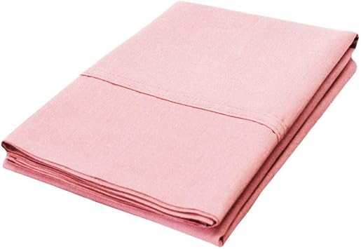 Superior Solid Percale 300 Thread Count Cotton Pillowcase Set, Ultra-Soft Modern Classic Bed Pillow Covers, Crisp Breathable Comfort Basics, Durable Bedding Essentials, Set of 2, Standard, Blush