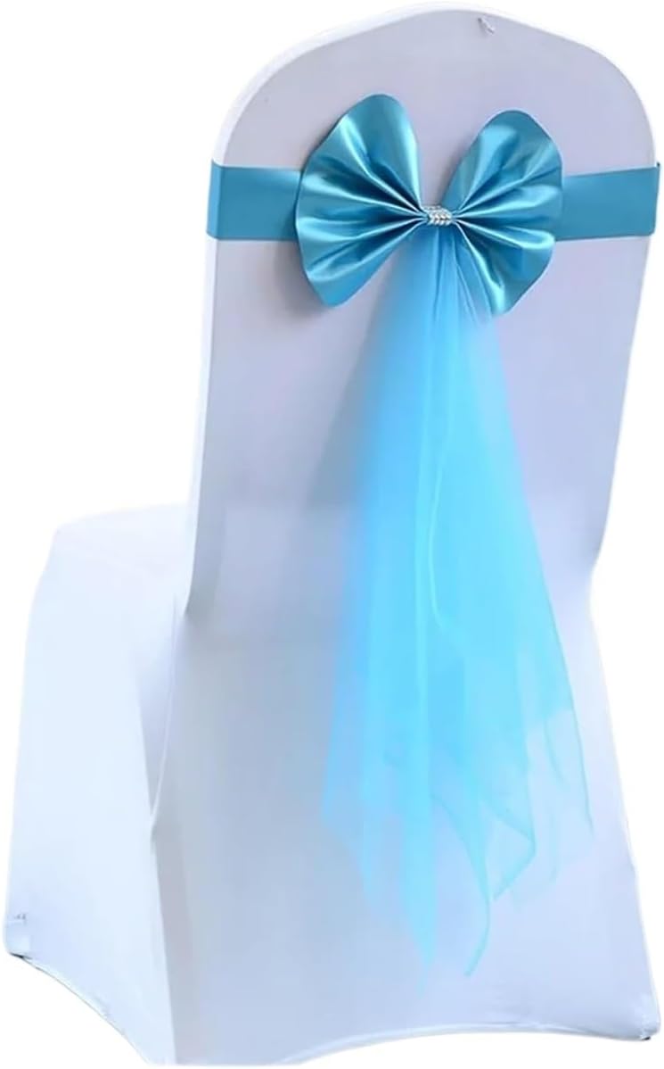 Wedding Decorations Chair Sashes Bows, 20 pcs Multicolor Wedding Chair Sashes for Ceremony Decoration(Blue)