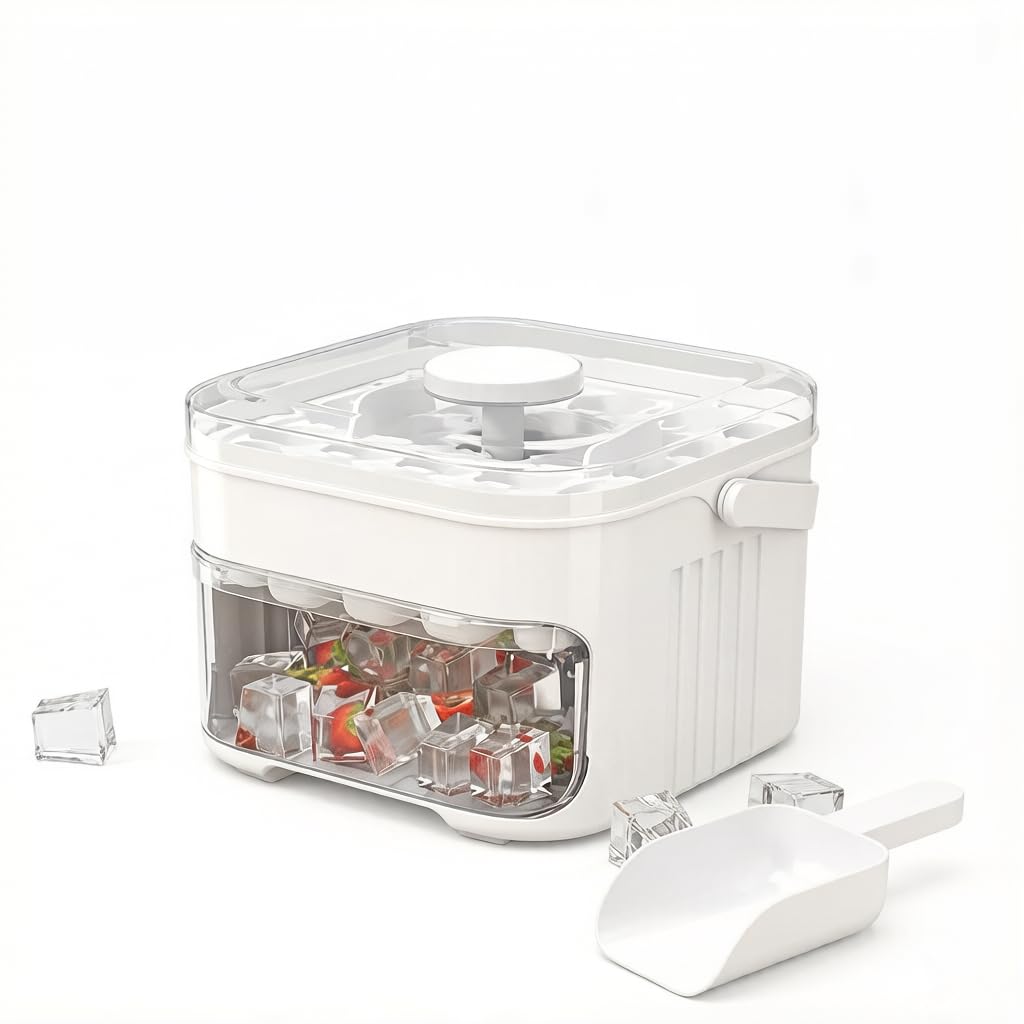 Ice Cube Tray with Lid and Bin, 50-Cube, White