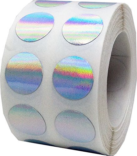 Holographic Silver Color Coding Labels Round Circle Dots 1/2 Inch 1,000 Total Adhesive Stickers