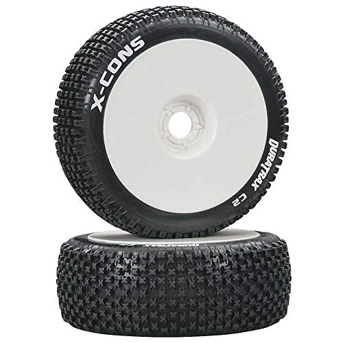 Duratrax X-Cons 1/8 C2 Mounted Buggy Tires, White (2), DTXC3610