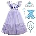 New front Principessa Carnevale Chiffon Festival Costume Elsa Viola Abito Vestito Bambina Cosplay Abiti Gonna Corona Bacchetta Magica Orecchino Collana Guanti Squillare