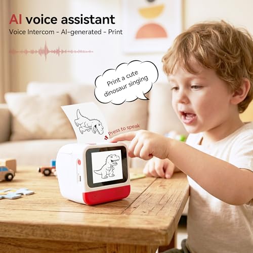 Image of ormos Smart AI Voice Sticker Printer with Touch Screen, Mini Thermal Label Maker for Kids, Portable Inkless Picture Journaling Device, Creative Toy Gift Set with Rolls Paper