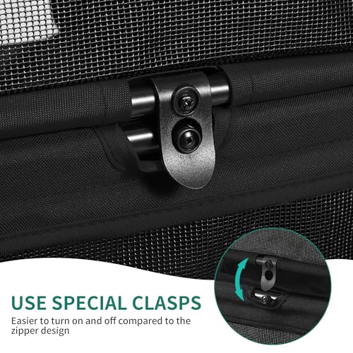 YITAHOME Hundebuggy Hundewagen klappbar für Hunde & Katzen, Haustierbuggy bis 22 kg mit umkehrbarem Griff, Netzfenstern, Getränkehalter, 360° drehbare EVA-Räder mit Bremsen (Schwarz)