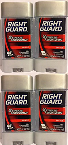 Right Guard Antiperspirant & Deodorant For Men - Gel - Xtreme Odor Combat - Surge Scent - Net Wt. 4 OZ (113 g) Per Stick - Pack of 4