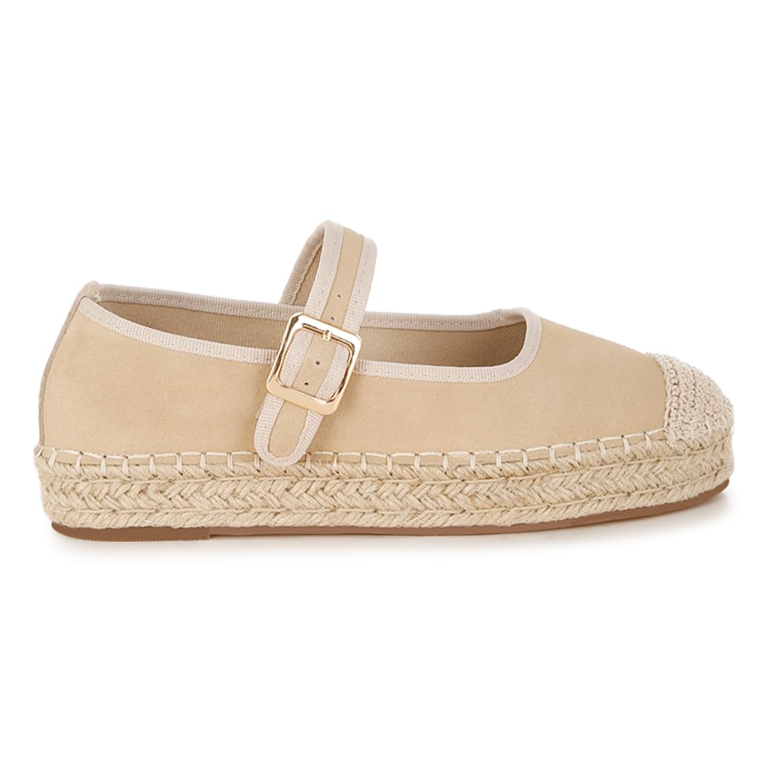 Women Soft Suede Leather Mary Jane Espadrilles-image-1