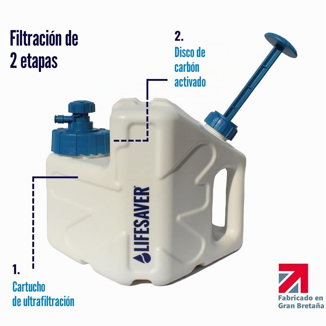 LifeSaver Cube Filtro Agua Portátil | Purifica Hasta 5000 Litros, 99,99% de Bacterias, Virus, Microplásticos - Capacidad 5L, Kit Supervivencia, Camper Furgoneta Accesorios, Emergencias