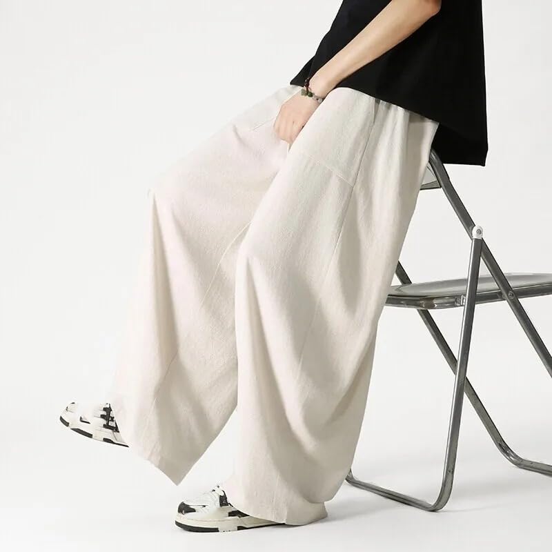 Men Casual Wide Leg Pants Men's Lantern Drawstring Loose Sweatpant Trousers4