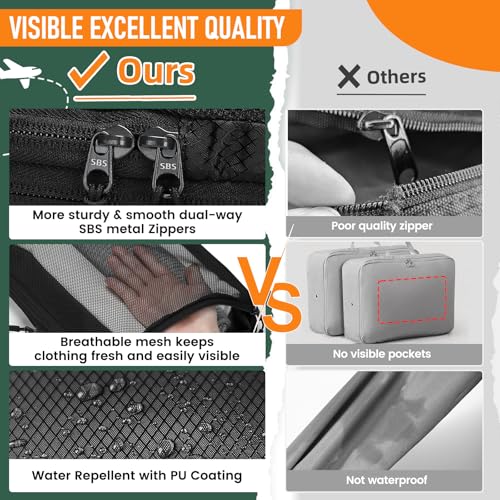 Compression Packing Cubes for Travel, Lightweight 6 Set Bags Cruise Must Haves for Luggage Carry On Suitcase and Clothes Organizer, Durable Vacation Essentials and Accessories Gifts for Women and Men - Image 4