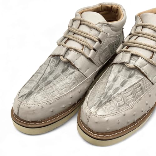 Mens Embossed Crocodile Ostrich Print Leather Lace Up Shoe4