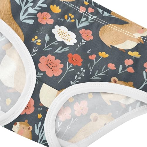 Wusikd Capybaras Flowers Girls' Underwear Cotton Cute Girls Briefs Soft Toddler Underwear 2T4