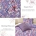 Dobuyly Purple Floral Quilt Set King Size, Botanical Flowers Bedspreads Coverlet Set, 3 Pieces Soft Lightweight Microfiber Quilt Bedding Set for All Seasons 110