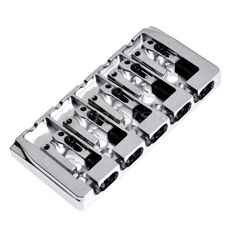 6pcs Guitar Bass Fixed Bridge 111mm 5 String Chrome Plated 19mm String Spacing