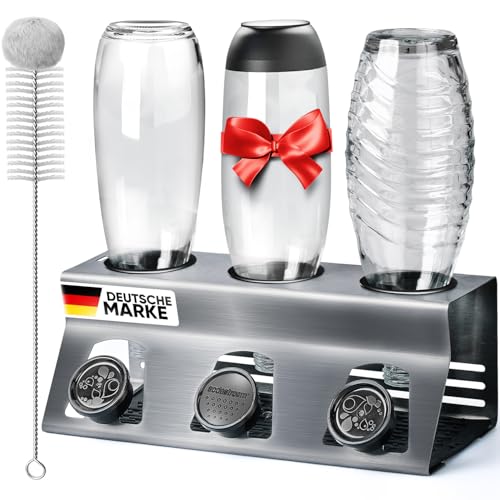 Loco Bird Flaschenhalter für 3 Flaschen - kompatibel Sodastream-Flaschenhalter aus Edelstahl - Abtropfgestell Flaschen -...