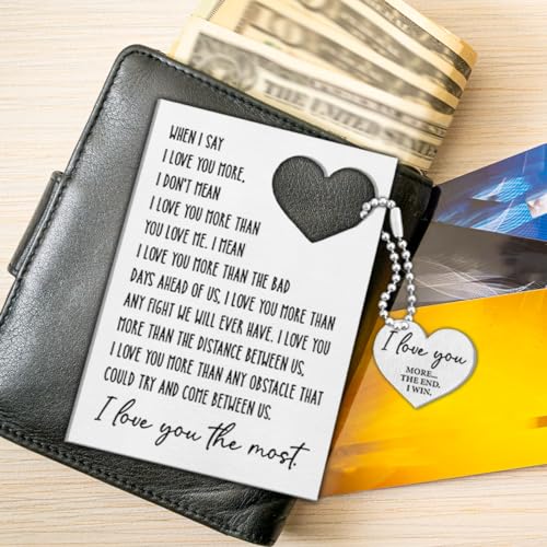 Romantic Gifts for Men Husband Boyfriend, Birthday Christmas Sentimental Anniversary Card Gift for Him, When I Say I Love You More Metal Engraved Wallet Insert Card4