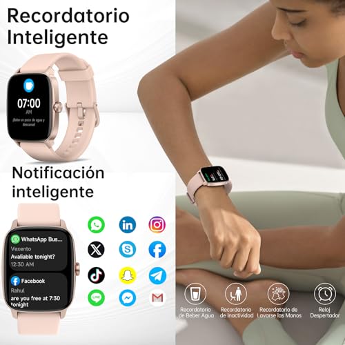 Miniatura 3 de Reloj Inteligente Mujer Hombre con Llamadas Bluetooth y Voz AI, 1.85'' Smartwatch con Whatsapp Notificación, Pulsómetro/SpO2/Sueño/Podómetro, 110+ Modos Deportivos, Impermeable IP68 para iOS/Android