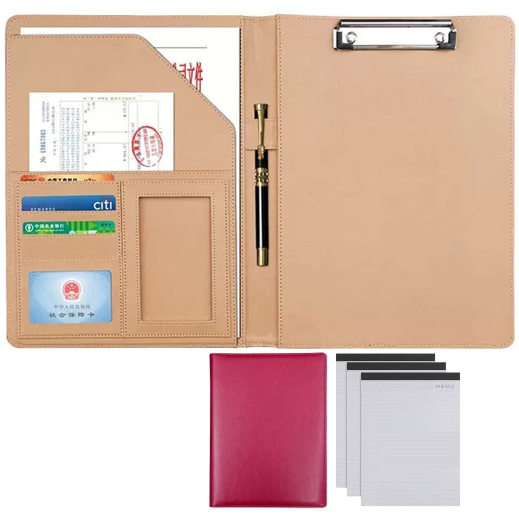 Teczka A4 z notesem, Teczka organizera do portfolio A4, format Letter, 320x245x35 mm, podkładka z PU, wielokolorowa(Rose Red,3*note pad A)