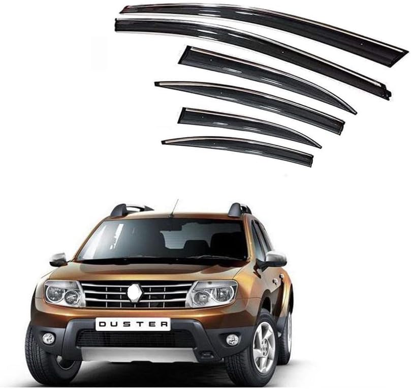 Chromeline Silverline Door Rain Visor Wind Deflector Compatible for Renault Duster Set of 6 Pieces