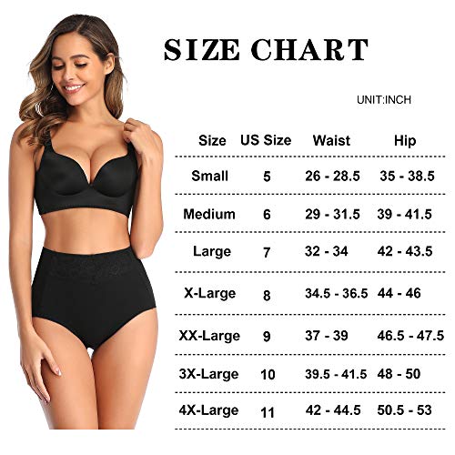 Misswho Women's High Waisted Cotton Underwear Soft Breathable Full Coverage Stretch Briefs Ladies Panties 5-Pack #TOP6