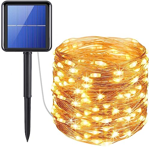 Image of AERYS Solar Fairy String Light Outdoor, 39 Ft 100 LED with Inbuilt Rechargeable Battery IP65 Waterproof 8 Modes (Copper Wires, Sturdy Quality) for Garden Yard Diwali &Home Decor led Lights