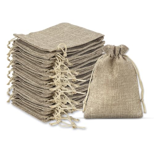 Leiptes 50 Stück Jutesäckchen Klein 10x14cm Jutebeutel mit Kordelzug Geschenktüten Weihnachten Jute Klein Geschenksäckchen für Schmuckbeutel Hochzeitsgeschenke Weihnachten