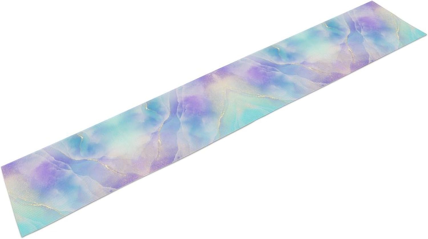 Abstract Marble Table Runner, Watercolor Pink Turquoise Modern Ink Art Tablerunner for Kitchen Cafe Dining End Table Sofa Holiday Wedding Decor 13x108in
