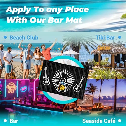 Neon Tiki Black Bar Mat 18 x 12 Inch - Thick Rubber Bar Mats for Countertop and Bartending - Professional Bar Spill Mat for Home Bar Accessories, Bar Cart Decor and Bartender Accessories （YLPD） — view 6