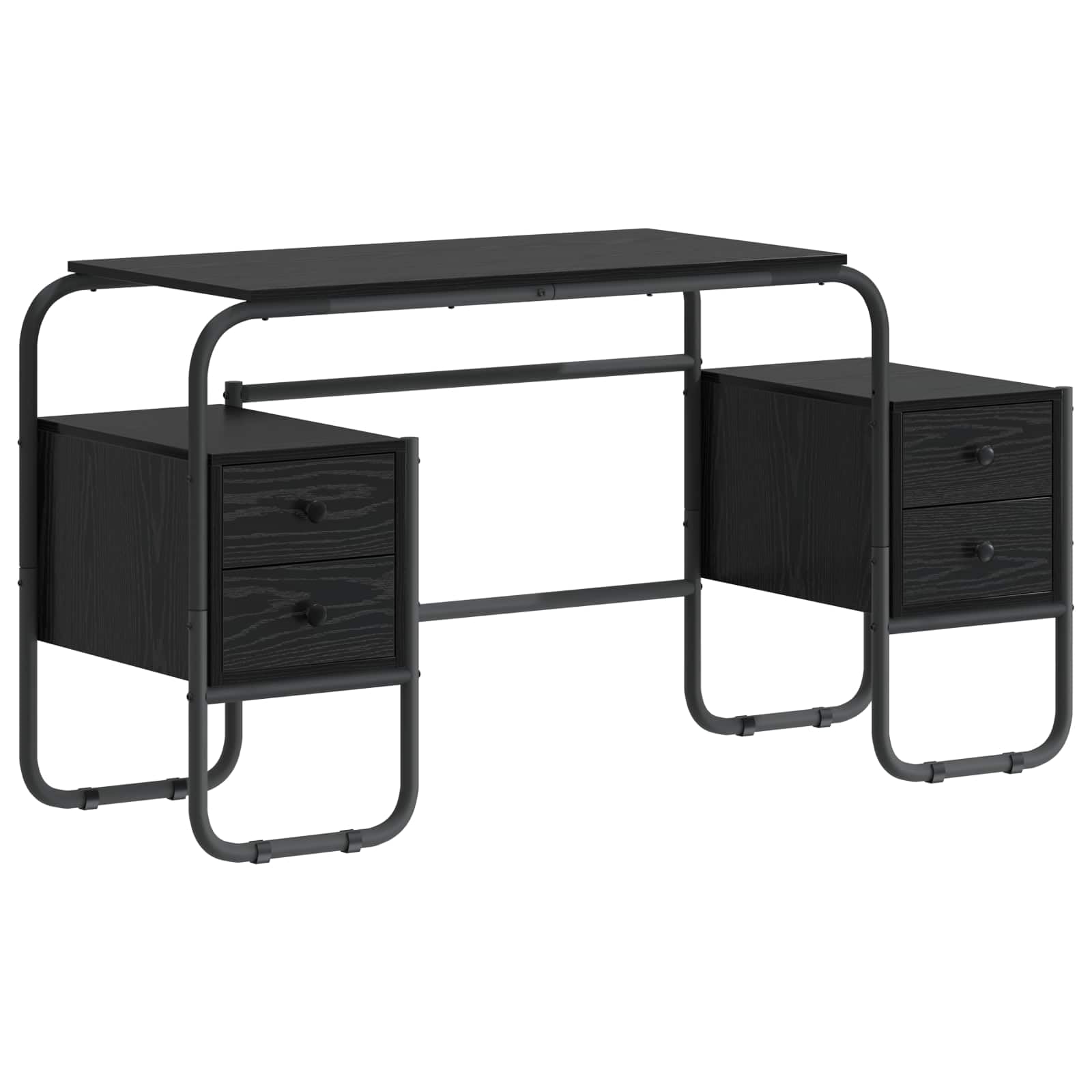 Scrivania con cassetti, colore nero, effetto rovere, 145 x