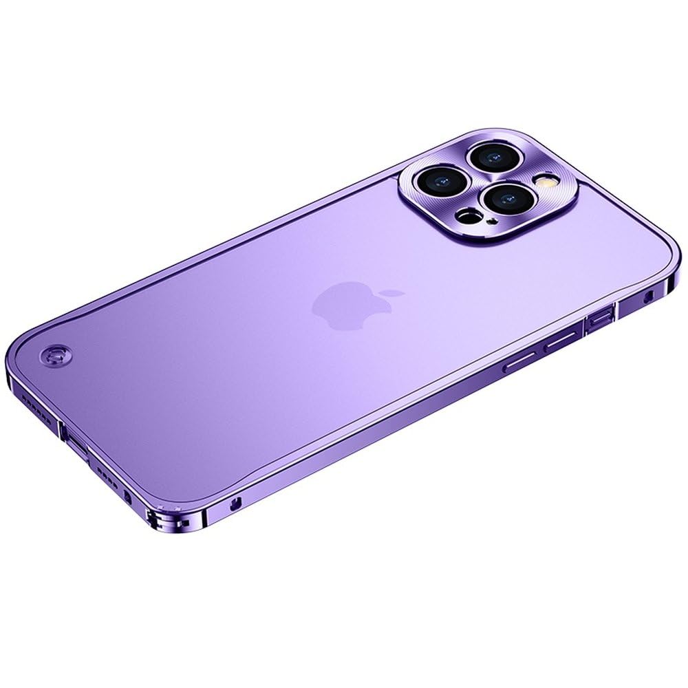 Fundas metálicas para iPhone 12, 13, 14, 15, 16, 17 Pro MAX Plus con Marco magnético de Aluminio. Carcasa para iPhone 17 Air, 16 Plus. Color Morado.