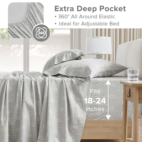 Image of Comfort Spaces 100% Cotton Percale Sheets King Extra Deep Pocket 4 Piece