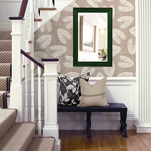 Image of Howard Elliott Collection George Rectangular Glossy Hunter Green Wall Mirror, Rectangle Hanging Wood Framed Vanity Mirrors for Home Decor, Living Room, Bathroom, Bedroom, or Hallway, 24 x 36 Inch