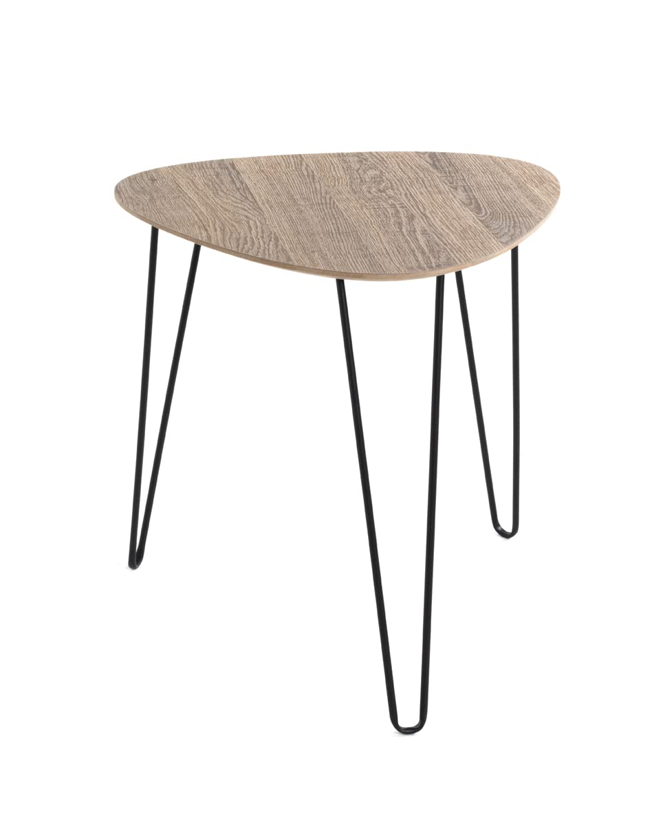 HAKU Table d'appoint en chêne Noir, MDF et métal - Dimensions : L 48 x H 48 x P 48 cm - Style : Moderne