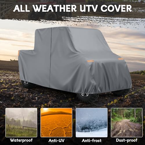 Image of Waterproof UTV Cover Compatible with Polaris Ranger 4 Seaters, 6 Layers All Weather Cover with Air Vents, Door Zipper and Windproof Buckles and Bands for Rain Snow Dust Protection