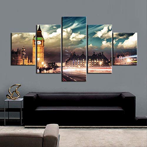 Cuadro en lienzo de la calle de Londres Big Ben multípanel para decoración interior 3