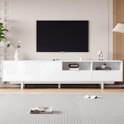 Meuble TV moderne chic lignes géométriques noires et blanches - 2