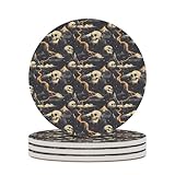 Skull Mountain Lightning Coasters Drinks Absorbent Ceramic Stone Coasters Base Cups Table Mats Set of 4 Home Decor