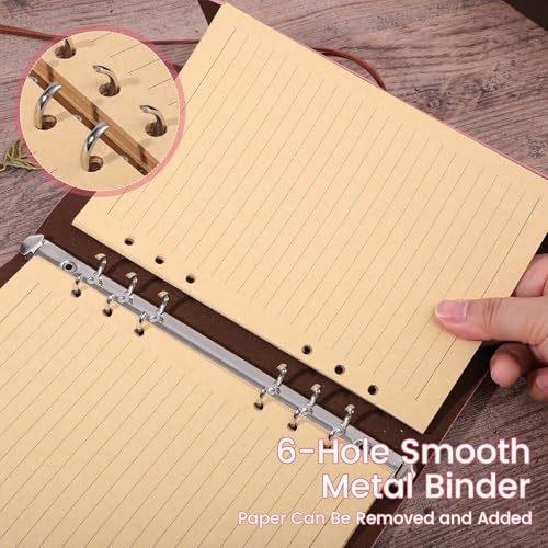 Thboxes Leather Journal Notebook A5, Refillable Diary, Travel Journals for Women Men Teenager 160 Pages Spiral Notebook, 100GSM Paper, 23 X 16 cm (Pink) - Image 2