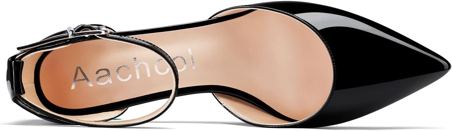 Aachcol Women Kitten Low Heel Ankle Strap Pumps Pointed Toe Sandals Dress Shoes Party Office Wedding 1.5 Inch - Image 6