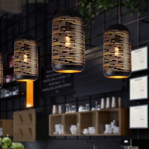 Café loft chandelier en métal E27 plafonnier industriel noir