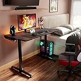 EUREKA ERGONOMIC 43 Inch Curved Gaming Desk with Phone Holder, Small Study Computer Desk with Mouse Pad, Writing Desk with Groove for Tablet or Book Cable Management System for Home Office, Black