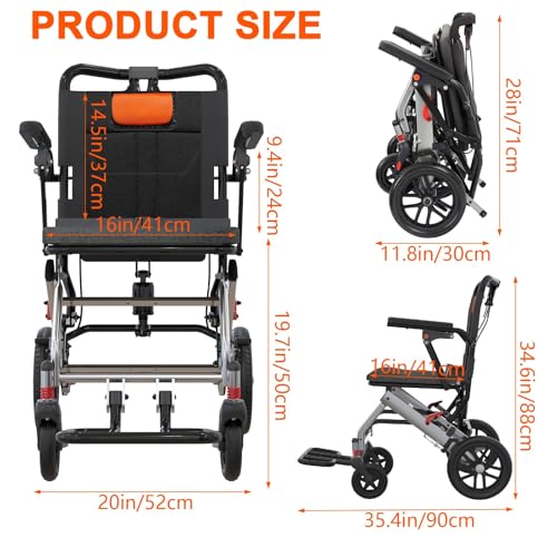 Compact Folding Wheelchair with Double Handbrake for Adults Elderly by IDEALHOUSE - Used condition - Image 2