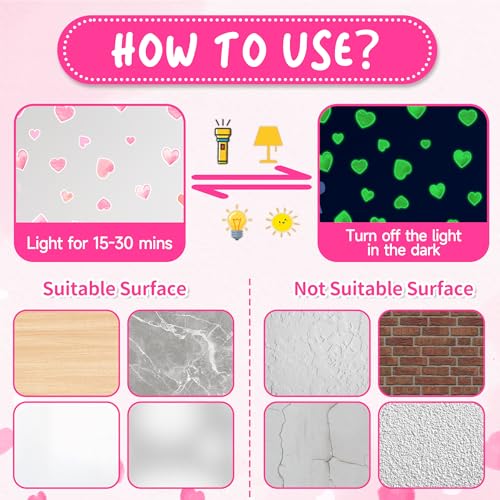 42 adhesivos de vinilo en forma de corazón rosa para pared miniatura 6