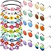 Bememo 20 Pieces Hippie Glasses Headband Costume Set, Includes 10 Pieces Multicolor Girl Lady Daisy Flower Crown, 10 Pieces Round Hippie Sunglasses for Festival Party