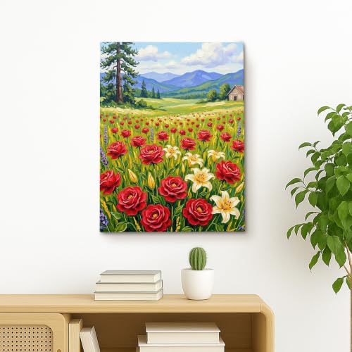Lienzo de paisaje primaveral para decorar una sala de estar moderna 4