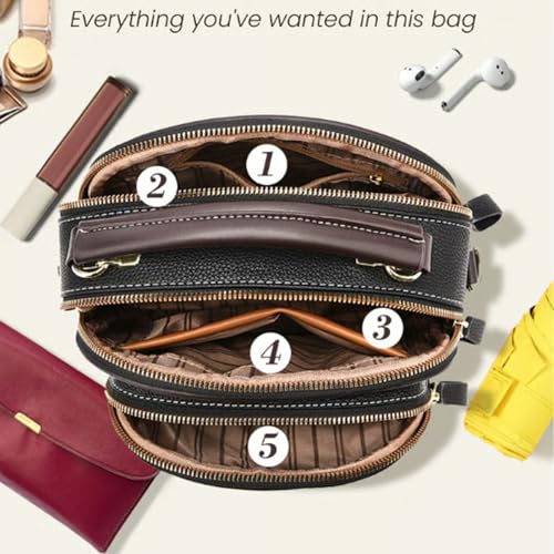 Easiotward Handbag, Classic Multifunctional Compartments Adjustable Wide Shoulder Strap Leather Crossbody Bag4